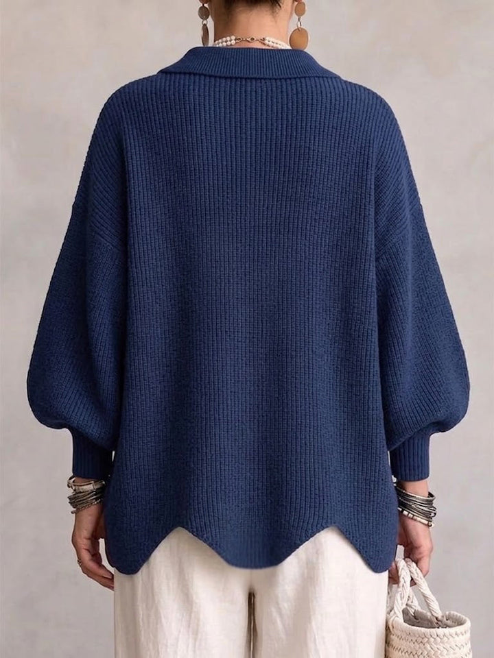 Isadora | Oversized Cardigan with Collar and Large Metallic Buttons
