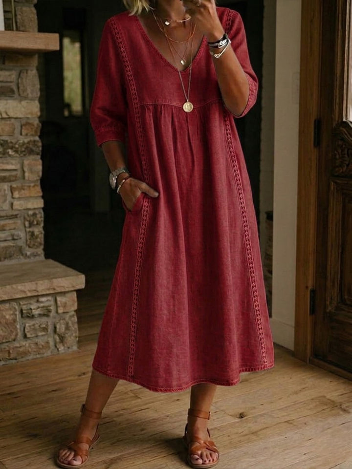 Alba | Long dress with artistic floral design made from premium cotton