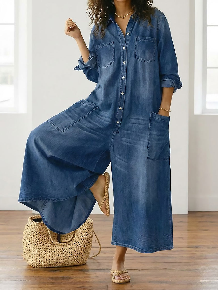 Mónica - Cotton Denim Jumpsuit