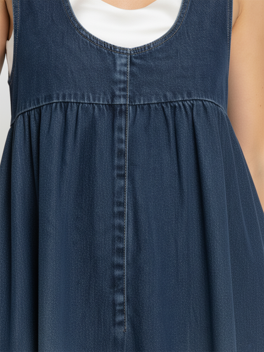 Iva - Retro Denim Maxi Dress