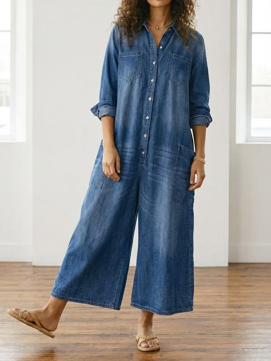 Mónica - Cotton Denim Jumpsuit