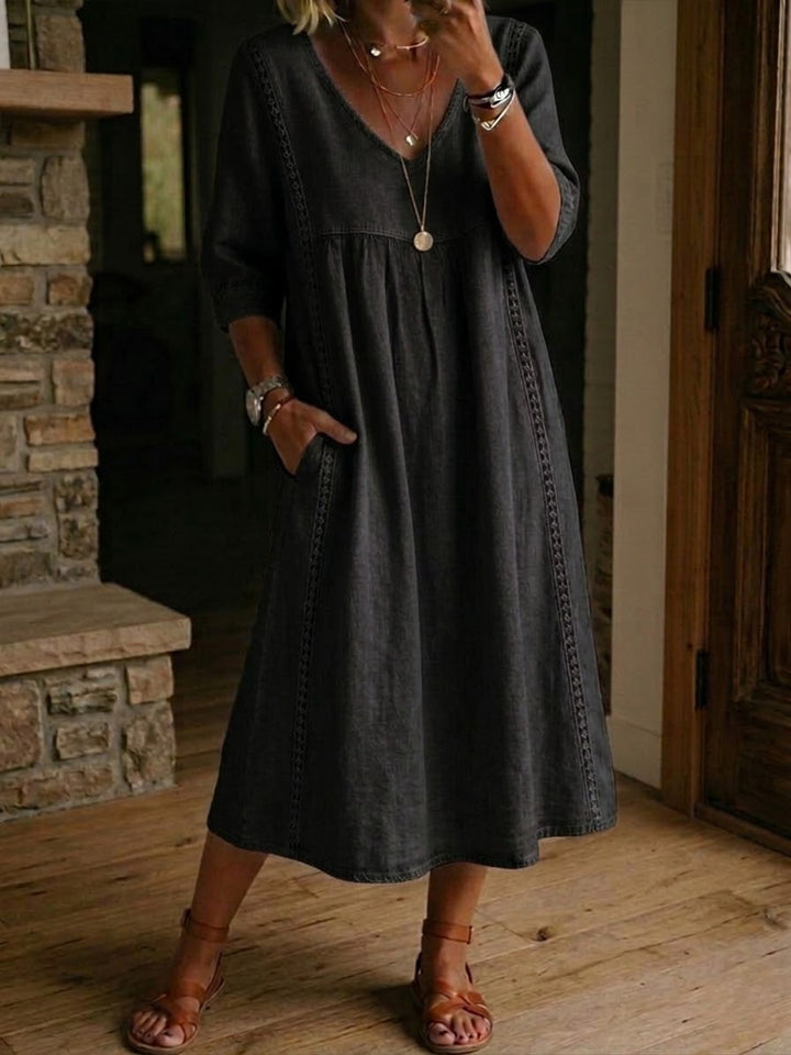 Alba | Long dress with artistic floral design made from premium cotton