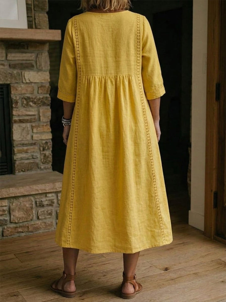 Alba | Long dress with artistic floral design made from premium cotton
