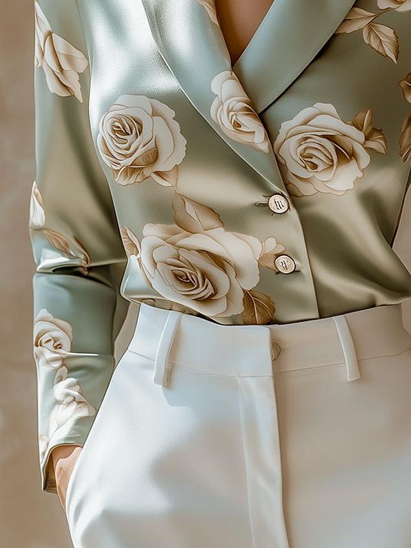 Chic Pink Satin Blouse with Side Button Detail