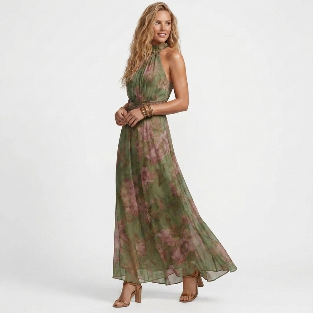 Theia - Emerald Blossom Maxi Dress