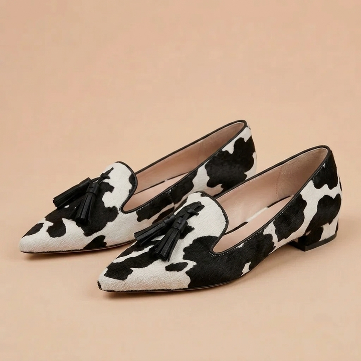 Julia - Elegant Loafers with Leopard Print and Fringes - Chic Style