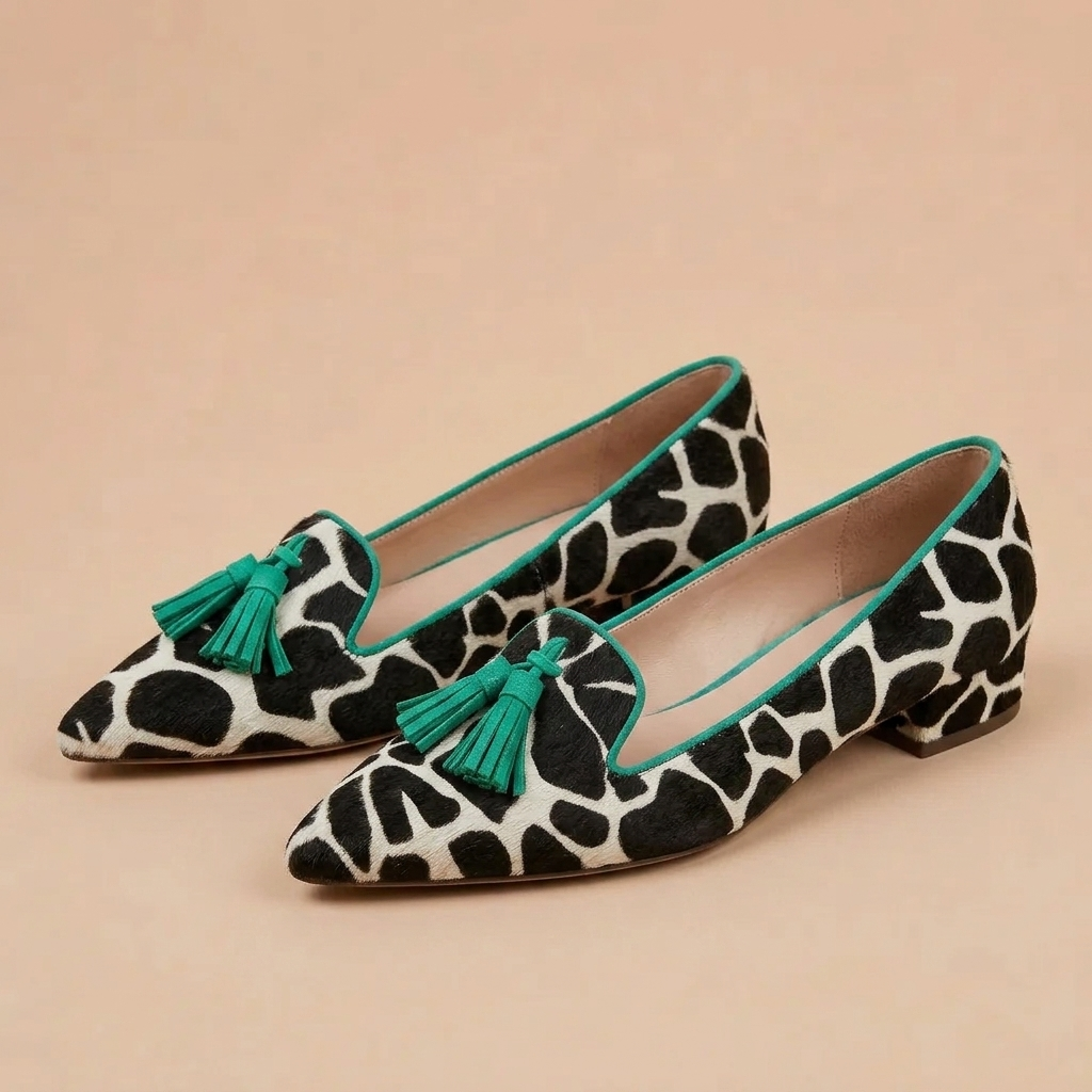 Julia - Elegant Loafers with Leopard Print and Fringes - Chic Style