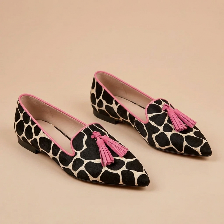 Julia - Elegant Loafers with Leopard Print and Fringes - Chic Style