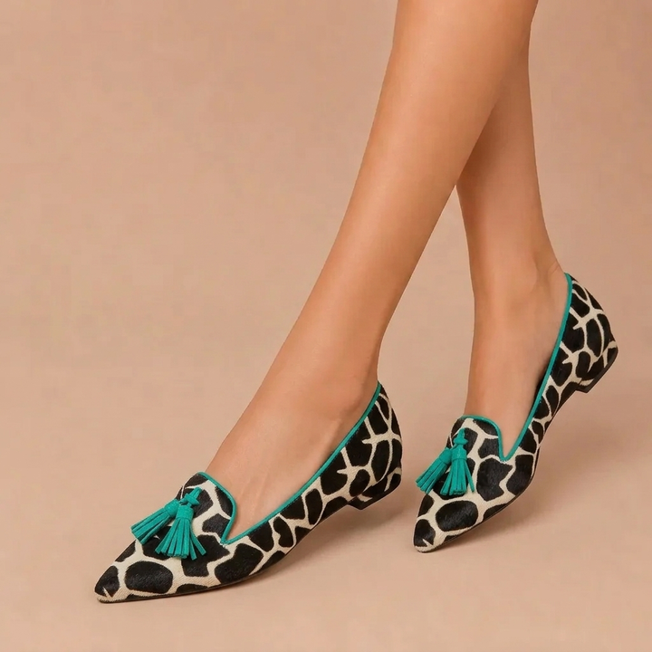 Julia - Elegant Loafers with Leopard Print and Fringes - Chic Style
