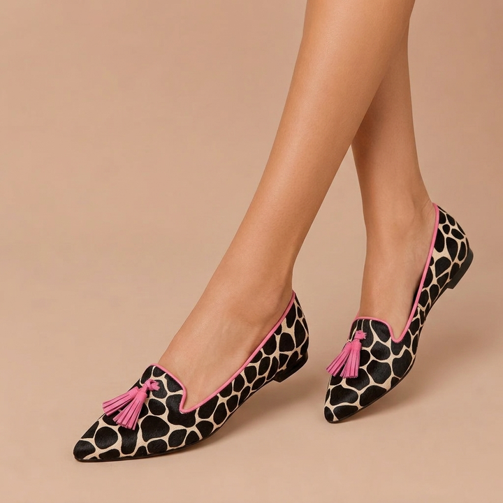 Julia - Elegant Loafers with Leopard Print and Fringes - Chic Style
