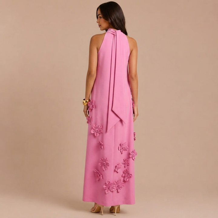 Long Summer Sleeveless Dress with Flowers