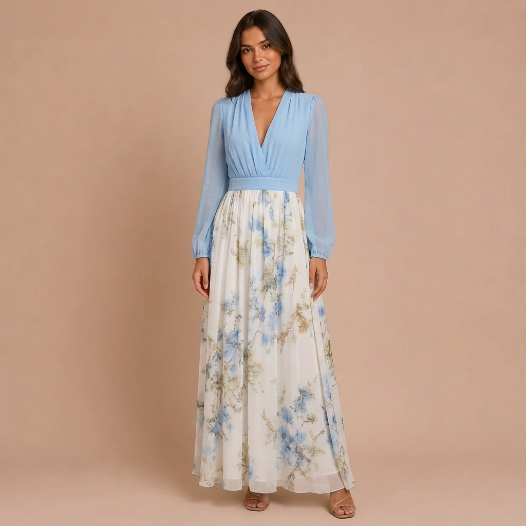 Summer Long Dress with Flowers