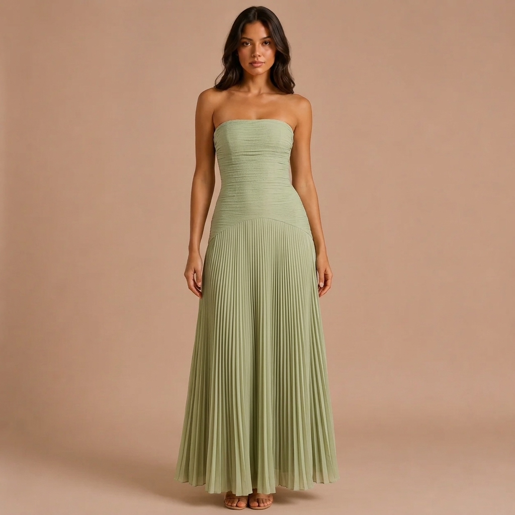 Maxi Green Sleeveless Dress for Weddings