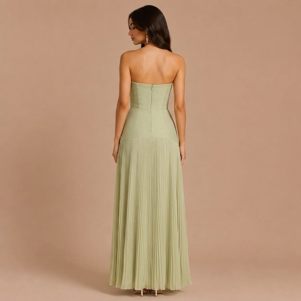 Maxi Green Sleeveless Dress for Weddings