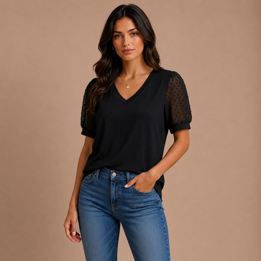 Lara | Elegant top with V neckline