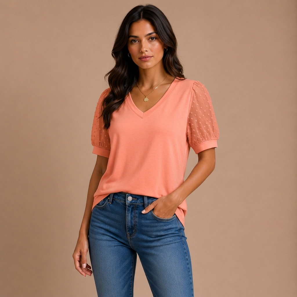 Lara | Elegant top with V neckline