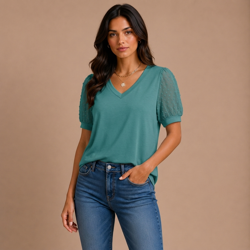 Lara | Elegant top with V neckline