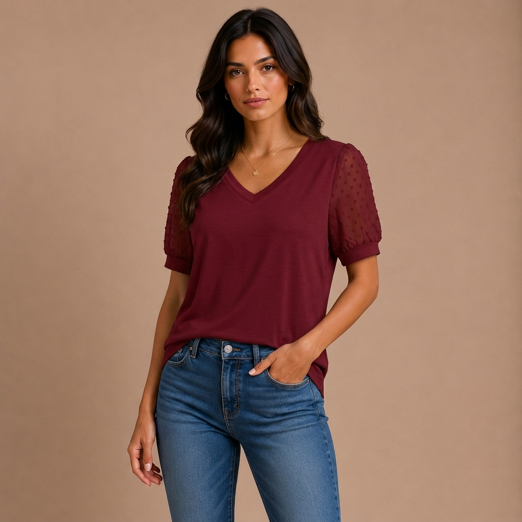 Lara | Elegant top with V neckline
