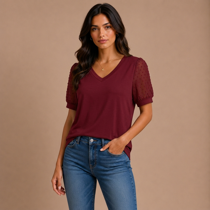 Lara | Elegant top with V neckline