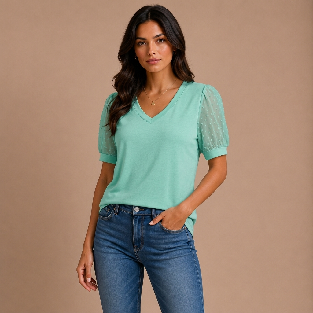 Lara | Elegant top with V neckline