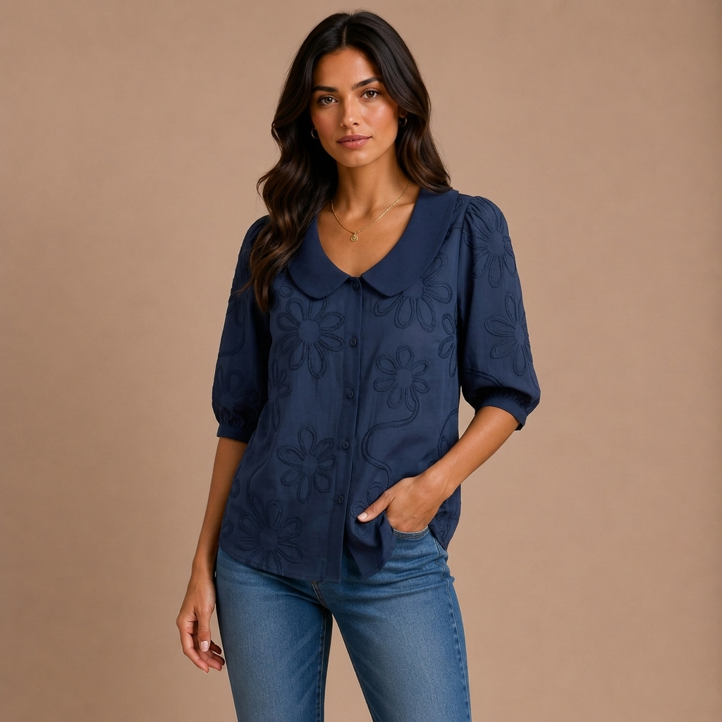 Marina - Lightweight Floral Blouse, Natural Elegance
