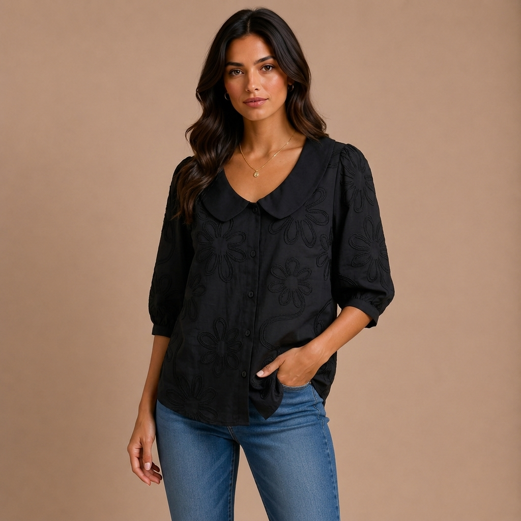 Marina - Lightweight Floral Blouse, Natural Elegance