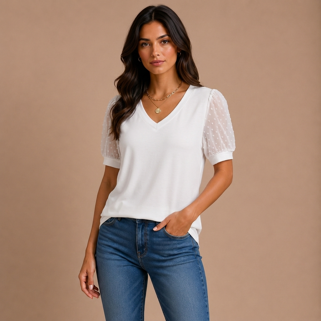 Lara | Elegant top with V neckline