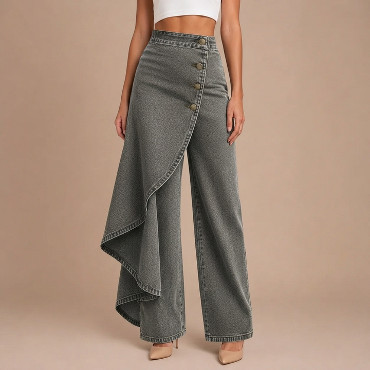 Martina | High-Waisted Jeans with Wide Legs, Relaxed Fit in Elegant Design