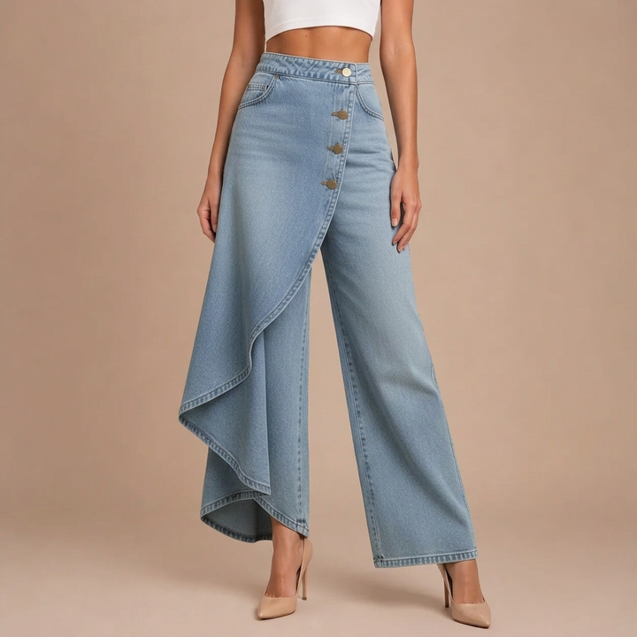 Martina | High-Waisted Jeans with Wide Legs, Relaxed Fit in Elegant Design