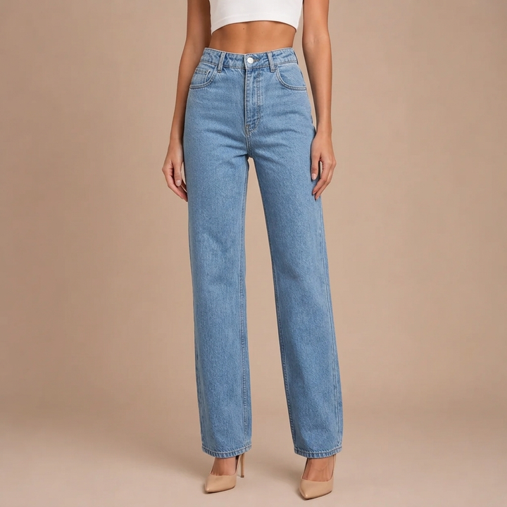 High-Waisted Jeans with a Comfortable Wide Fit