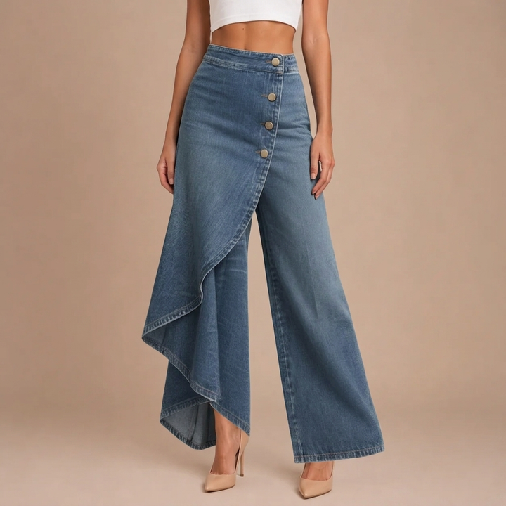 Martina | High-Waisted Jeans with Wide Legs, Relaxed Fit in Elegant Design