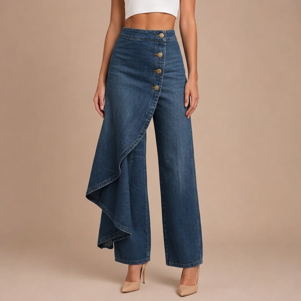 Martina | High-Waisted Jeans with Wide Legs, Relaxed Fit in Elegant Design