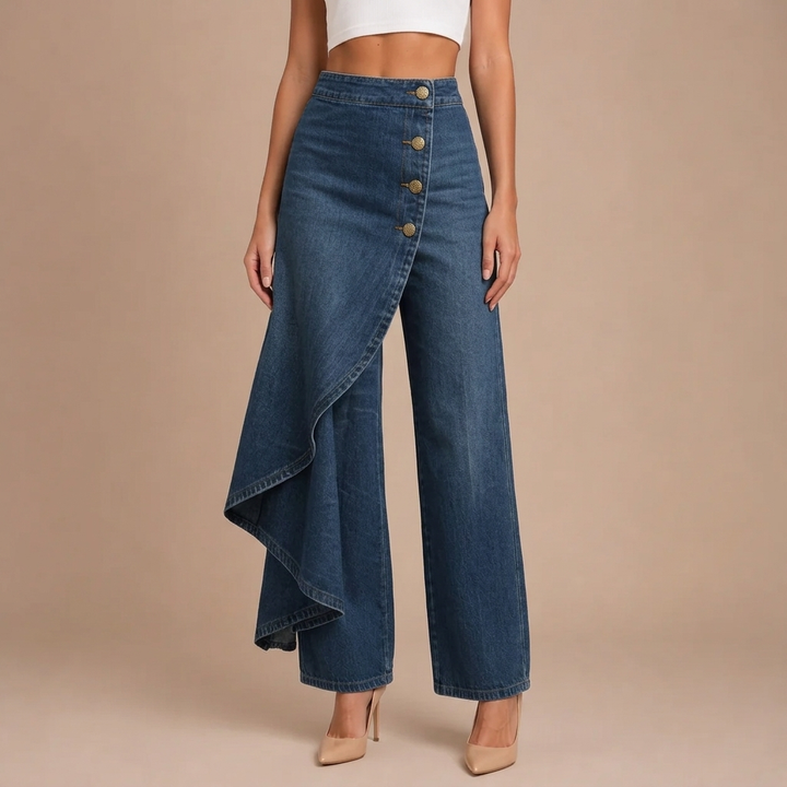 Martina | High-Waisted Jeans with Wide Legs, Relaxed Fit in Elegant Design