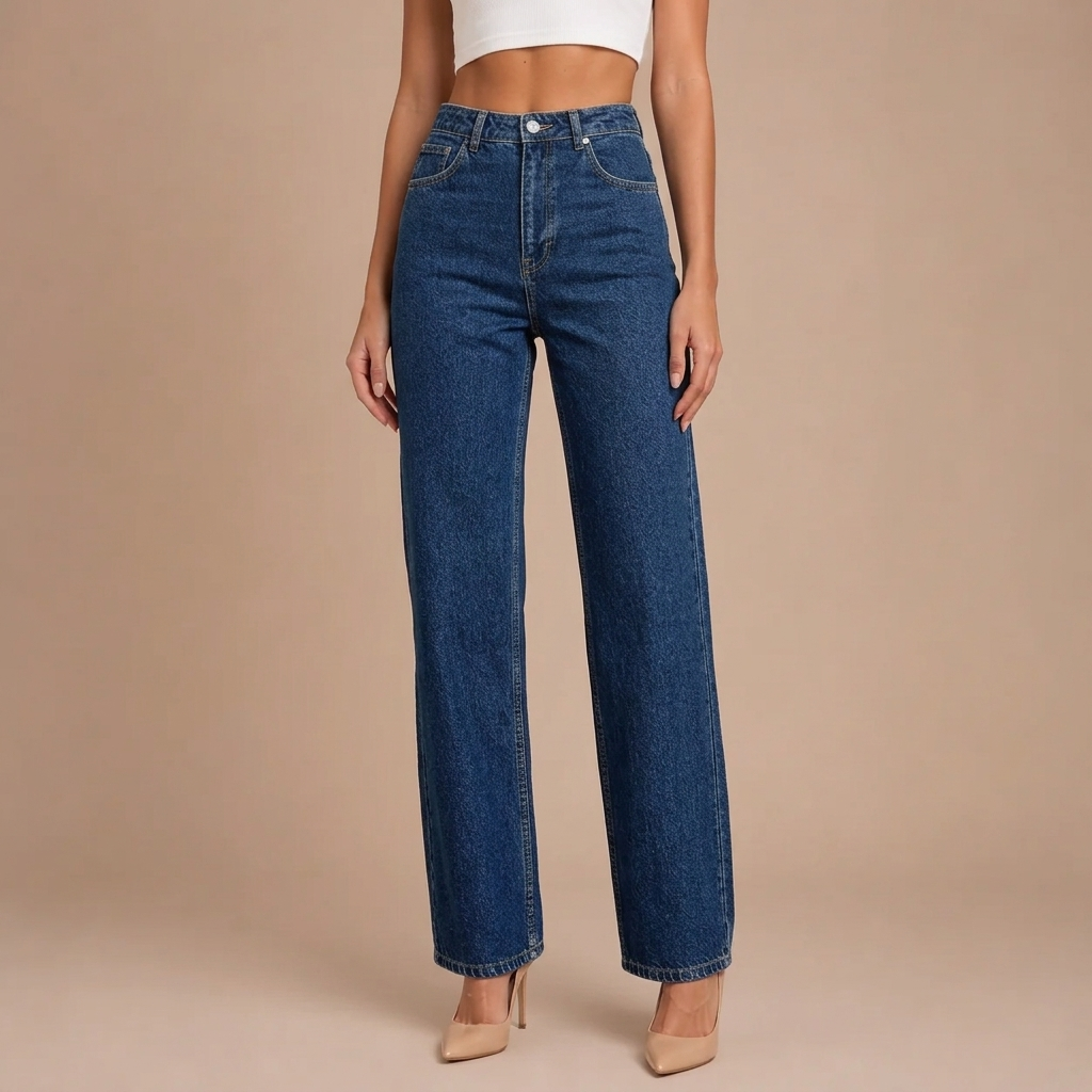High-Waisted Jeans with a Comfortable Wide Fit