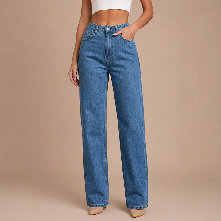 High-Waisted Jeans with a Comfortable Wide Fit