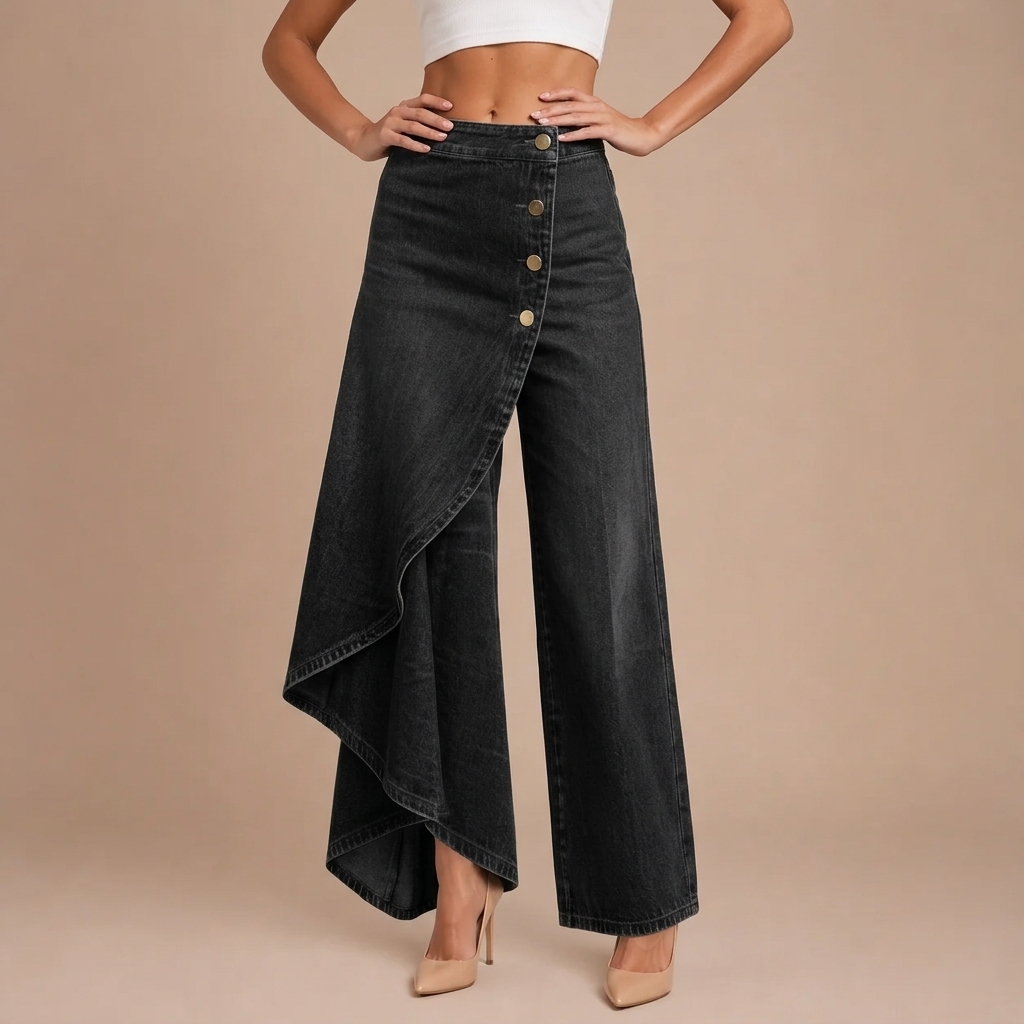 Martina | High-Waisted Jeans with Wide Legs, Relaxed Fit in Elegant Design