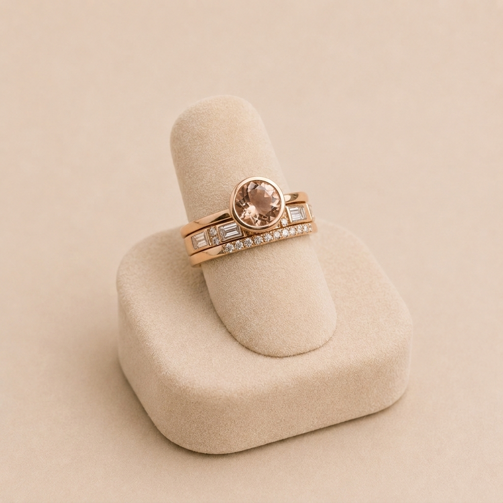 Thalia - Ring Set with Crystal Details and Golden Touches