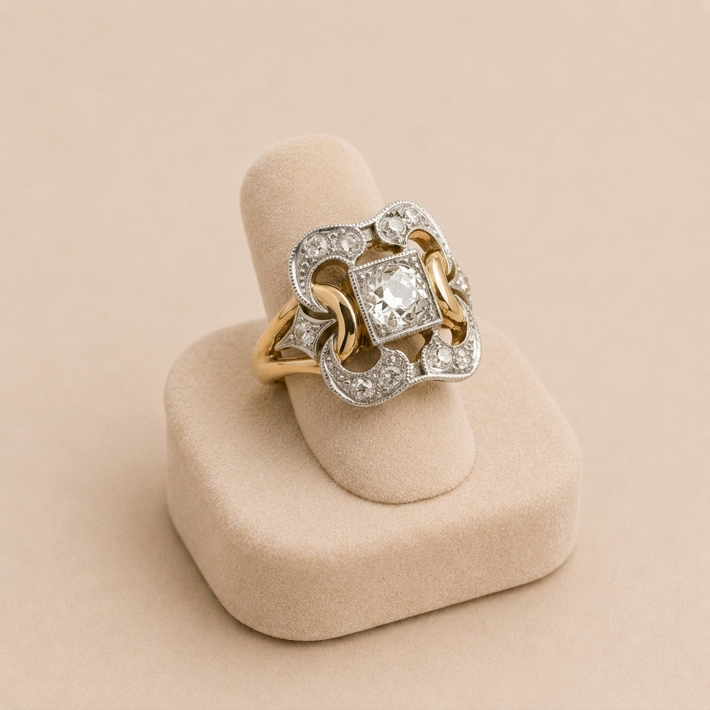 Margarete - Vintage gold ring with zirconia