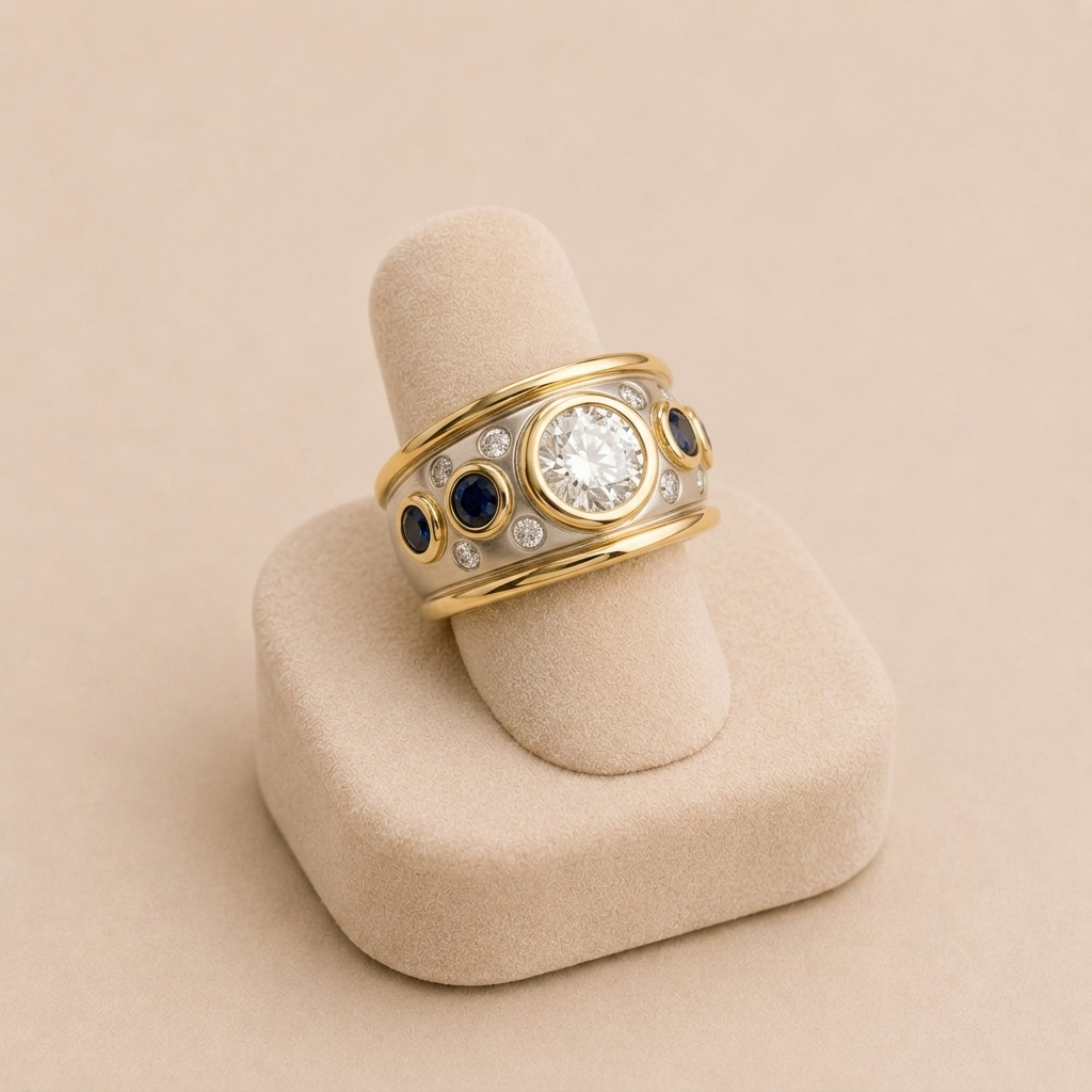 Barbara - Vintage Ring with Gold Inset Zircon