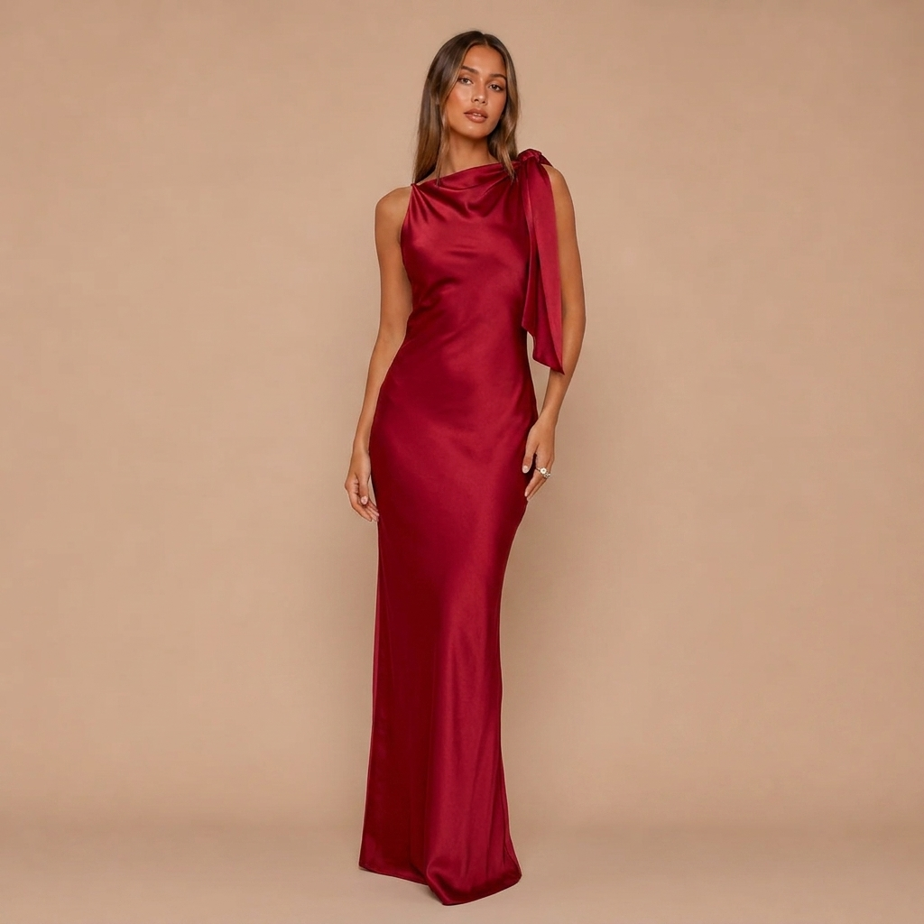 Maxi Dress with Shoulder Tie Design