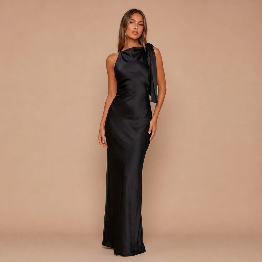 Maxi Dress with Shoulder Tie Design