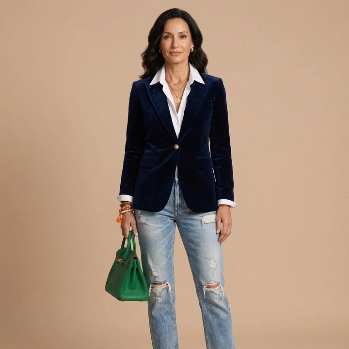 Iris Open-Front Striped Cuff Blazer