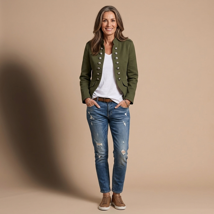 Vida Double-Breasted Military Cropped Jacket