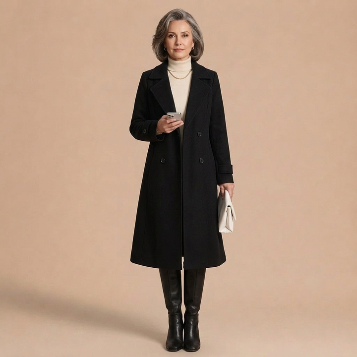 Isla Double-Breasted Long Trench Coat