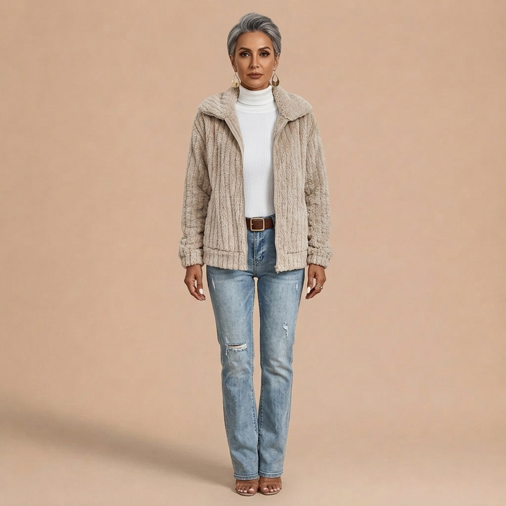 Kate Fluffy Zip-Up Teddy Jacket
