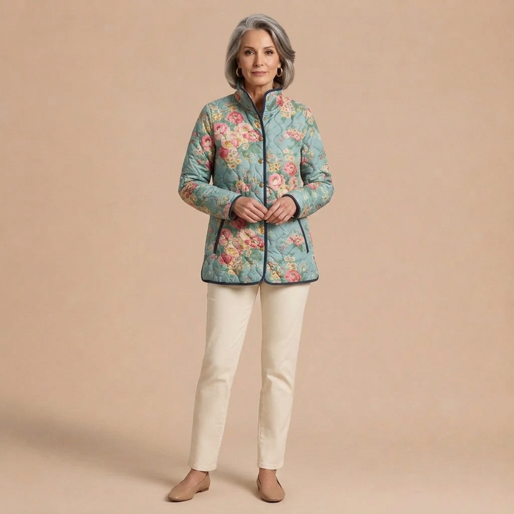 Vera Floral Quilted Snap-Front Jacket