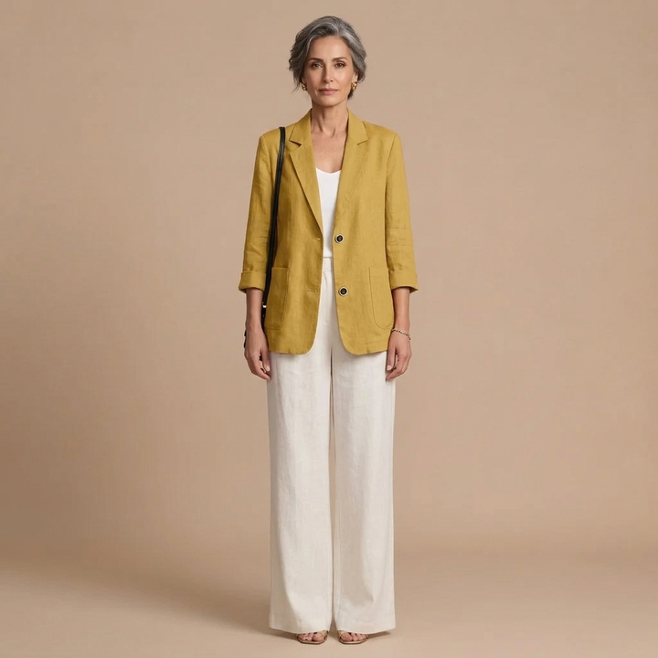 Faye Notch-Lapel Two-Button Blazer
