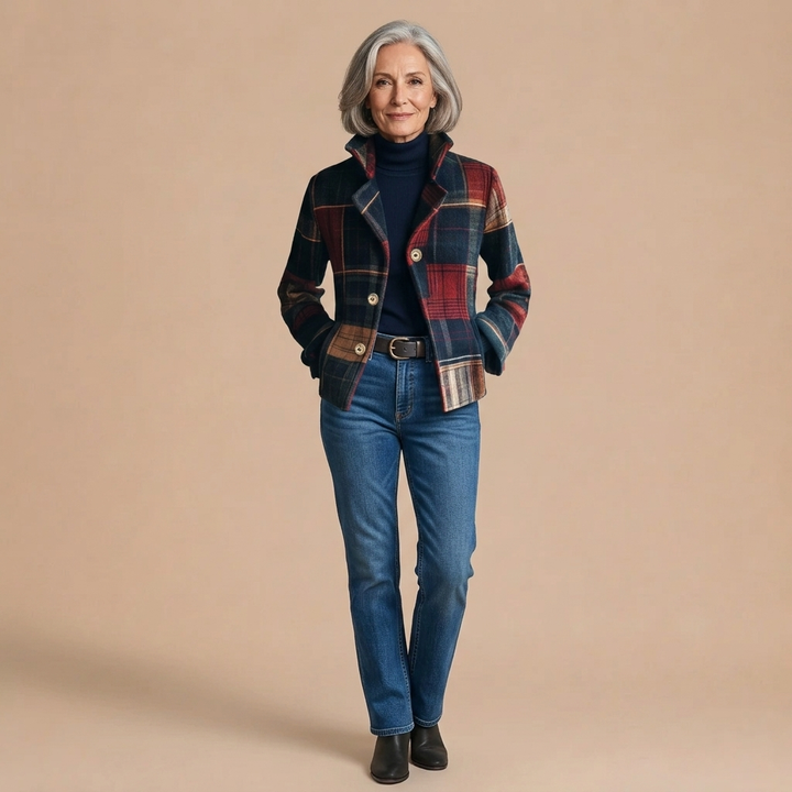 Mara Patchwork Plaid Cropped Jacket