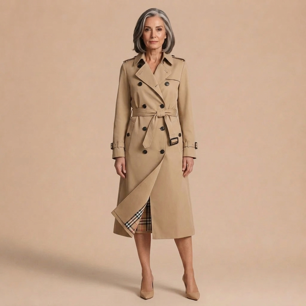 Hana Double-Breasted Belted Trench Coat