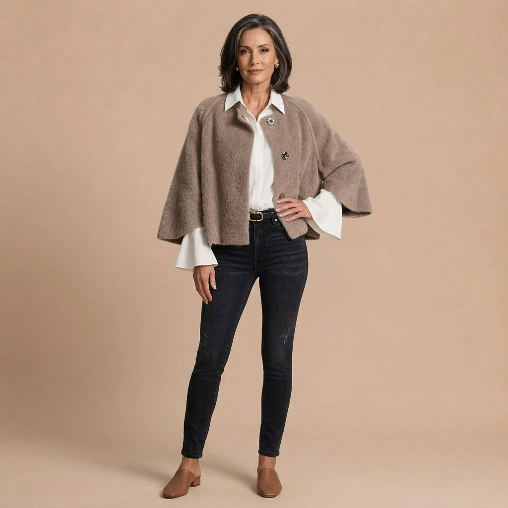 Cora Cropped Fuzzy Snap-Button Jacket